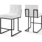 Privy Counter Stool in White Fabric & Black Stainless (Set of 2)