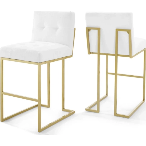 Privy Bar Stool in White Velvet & Gold Stainless (Set of 2)