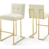 Privy Bar Stool in Tufted Ivory Velvet & Gold Stainless (Set of 2)