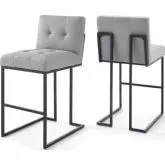 Privy Bar Stool in Light Gray Fabric & Black Stainless (Set of 2)