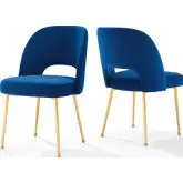 Rouse Dining Chair in Navy Blue Velvet & Gold Metal (Set of 2)