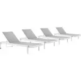 Charleston Outdoor Chaise Lounge Chair in Gray Mesh (Set of 4)