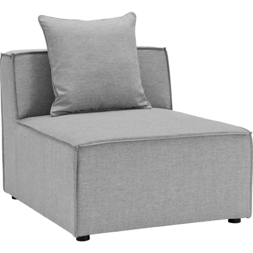 Saybrook Outdoor Sectional Sofa Armless Chair in Gray Fabric