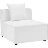 Saybrook Outdoor Sectional Sofa Armless Chair in White Fabric