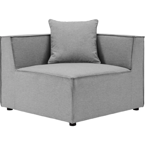 Saybrook Outdoor Sectional Sofa Corner Chair in Gray Fabric