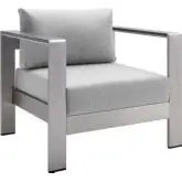 Shore Outdoor Arm Chair in Gray Sunbrella&reg; Fabric & Aluminum