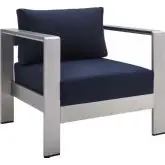 Shore Outdoor Arm Chair in Navy Blue Sunbrella&reg; Fabric & Aluminum