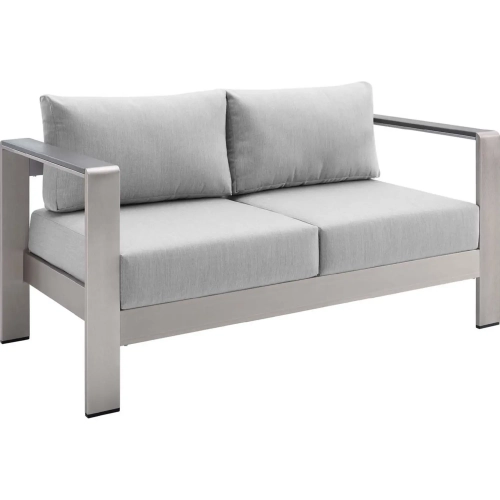 Shore Outdoor Loveseat in Gray Sunbrella&reg; Fabric & Aluminum