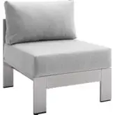 Shore Outdoor Armless Chair in Gray Sunbrella&reg; Fabric & Aluminum