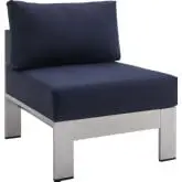 Shore Outdoor Armless Chair in Navy Blue Sunbrella&reg; Fabric & Aluminum