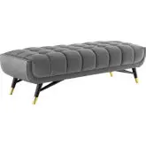 Adept 60" Bench in Tufted Gray Velvet