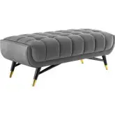 Adept 47.5" Bench in Tufted Gray Velvet