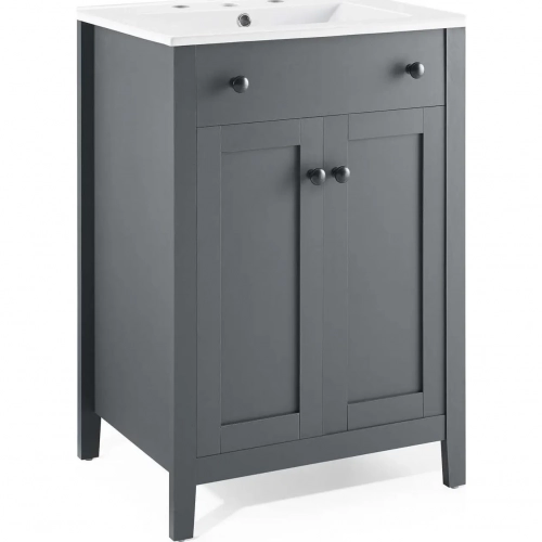 Nantucket 24" Bathroom Vanity in Gray w/ White Ceramic Sink