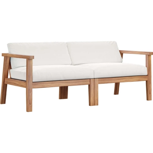 Bayport Outdoor Patio Loveseat in Natural White Teak Wood