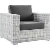 Convene Outdoor Accent Arm Chair in Charcoal Fabric & Gray Poly Rattan