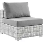 Convene Outdoor Armless Chair in Gray Fabric & Gray Poly Rattan