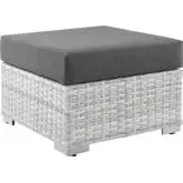 Convene Outdoor Ottoman in Charcoal Fabric & Gray Poly Rattan