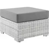 Convene Outdoor Ottoman in Gray Fabric & Gray Poly Rattan