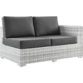 Convene Outdoor Right Arm Loveseat Sectional Unit in Charcoal Fabric & Gray Poly Rattan