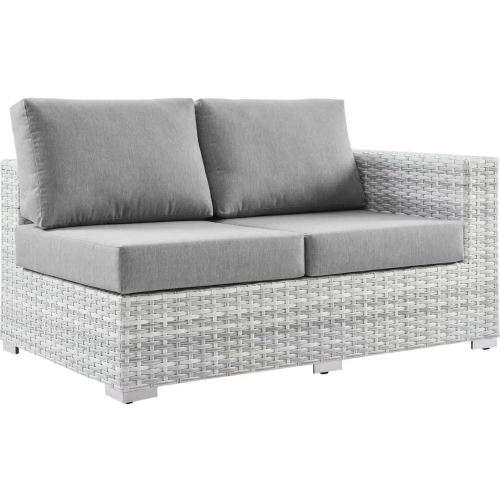 Convene Outdoor Right Arm Loveseat Sectional Unit in Gray Fabric & Gray Poly Rattan