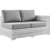 Convene Outdoor Right Arm Loveseat Sectional Unit in Gray Fabric & Gray Poly Rattan