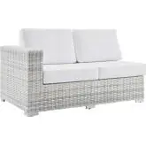 Convene Outdoor Left Arm Loveseat Sectional Unit in White Fabric & Gray Poly Rattan