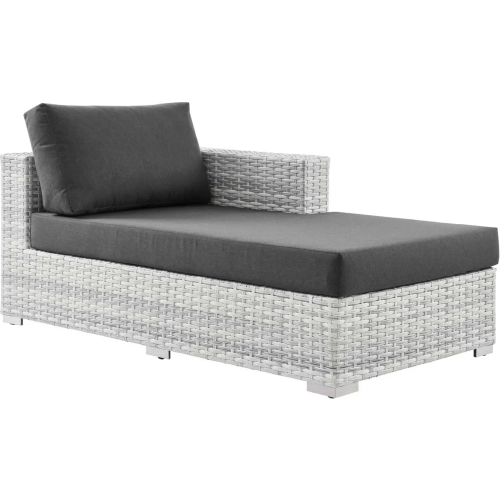 Convene Outdoor Right Chaise in Charcoal Fabric & Gray Poly Rattan