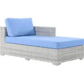 Convene Outdoor Right Chaise in Light Blue Fabric & Gray Poly Rattan