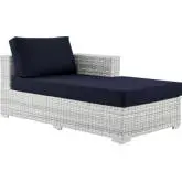 Convene Outdoor Right Chaise in Navy Fabric & Gray Poly Rattan