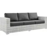 Convene Outdoor Sofa in Charcoal Fabric & Gray Poly Rattan