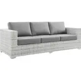 Convene Outdoor Sofa in Gray Fabric & Gray Poly Rattan