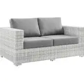 Convene Outdoor Loveseat in Gray Fabric & Gray Poly Rattan