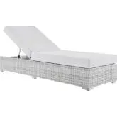 Convene Outdoor Chaise in White Fabric & Gray Poly Rattan