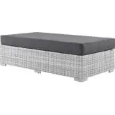 Convene Outdoor Rectangular Ottoman in Charcoal Fabric & Gray Poly Rattan