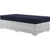 Convene Outdoor Rectangular Ottoman in Navy Fabric & Gray Poly Rattan