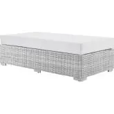 Convene Outdoor Rectangular Ottoman in White Fabric & Gray Poly Rattan