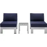 Shore Outdoor 3 Piece Arm Chair Set in Navy Sunbrella &reg; Fabric