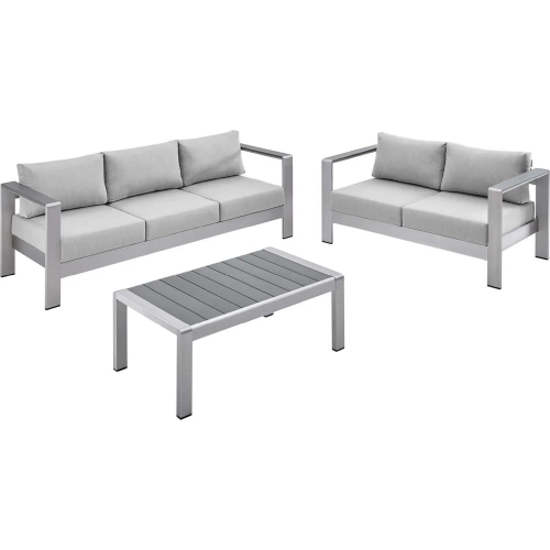 Shore Outdoor 3 Piece Sofa Set in Gray Sunbrella &reg; Fabric