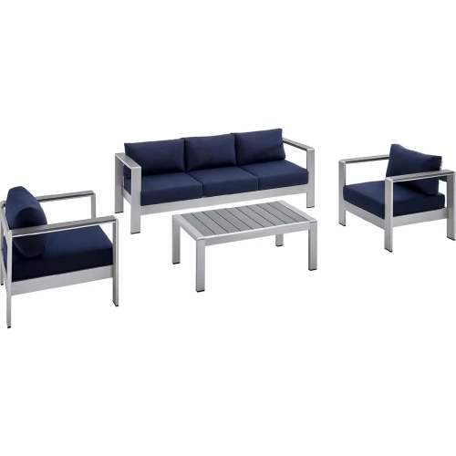 Shore Outdoor 4 Piece Sofa Set in Navy Sunbrella &reg; Fabric