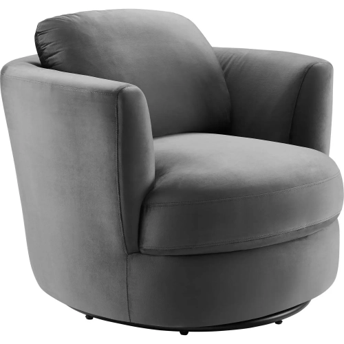 Pirouette Swivel Arm Chair in Gray Performance Velvet