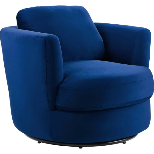 Pirouette Swivel Arm Chair in Navy Blue Performance Velvet