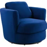 Pirouette Swivel Arm Chair in Navy Blue Performance Velvet