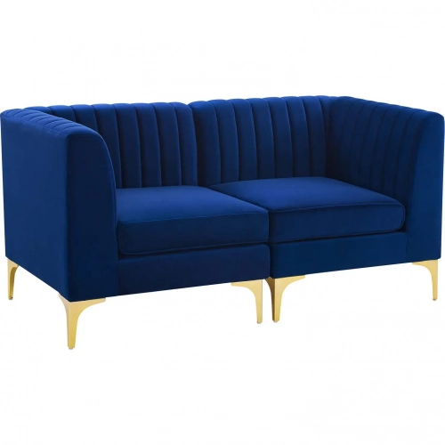 Triumph Loveseat in Channel Tufted Navy Velvet