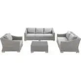 Conway Outdoor 4 Piece Sofa Set in Gray Rattan & Gray Sunbrella &reg;