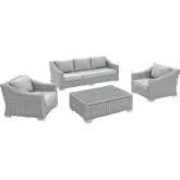 Conway Outdoor 4 Piece Sofa Set in Gray Rattan & Gray Sunbrella &reg;