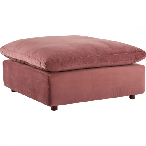 Commix Down Filled Overstuffed Ottoman in Dusty Rose Performance Velvet