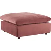 Commix Down Filled Overstuffed Ottoman in Dusty Rose Performance Velvet