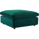 Commix Down Filled Overstuffed Ottoman in Green Performance Velvet