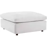 Commix Down Filled Overstuffed Ottoman in White Performance Velvet