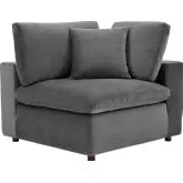 Commix Down Filled Overstuffed Corner Chair in Gray Velvet